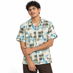 Coastal Canvas Abstract Cuban Shirt Green | Boxy fit