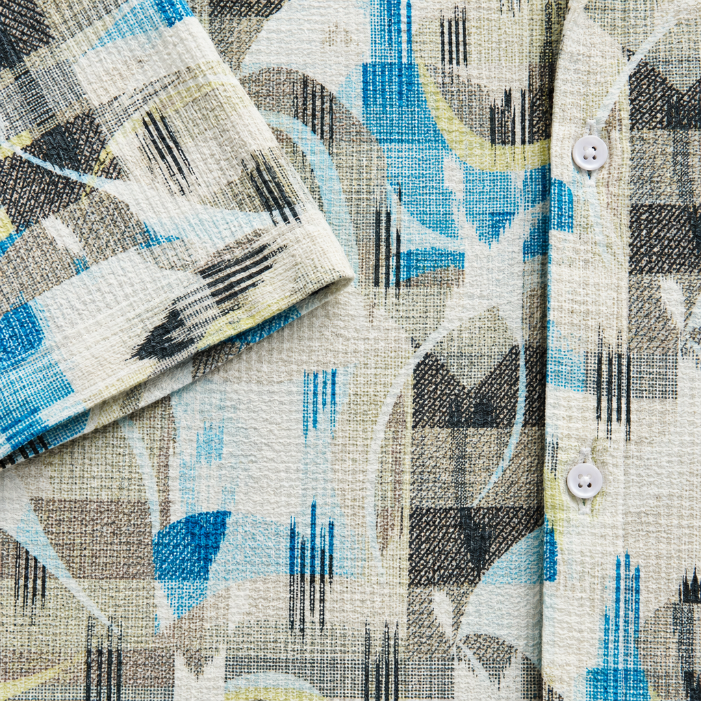 Coastal Canvas Abstract Cuban Shirt Green | Boxy fit