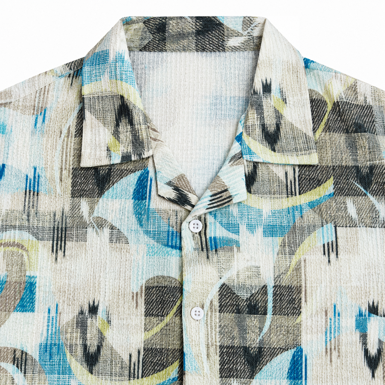 Coastal Canvas Abstract Cuban Shirt Green | Boxy fit
