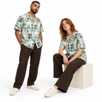 Coastal Canvas Abstract Cuban Shirt Green | Boxy fit