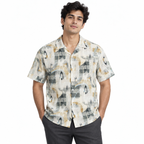 Coastal Canvas Abstract Cuban Shirt Brown | Boxy fit