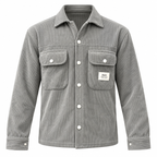 Corduroy Boxy Fit Double Pocket Shirt – Stone Grey