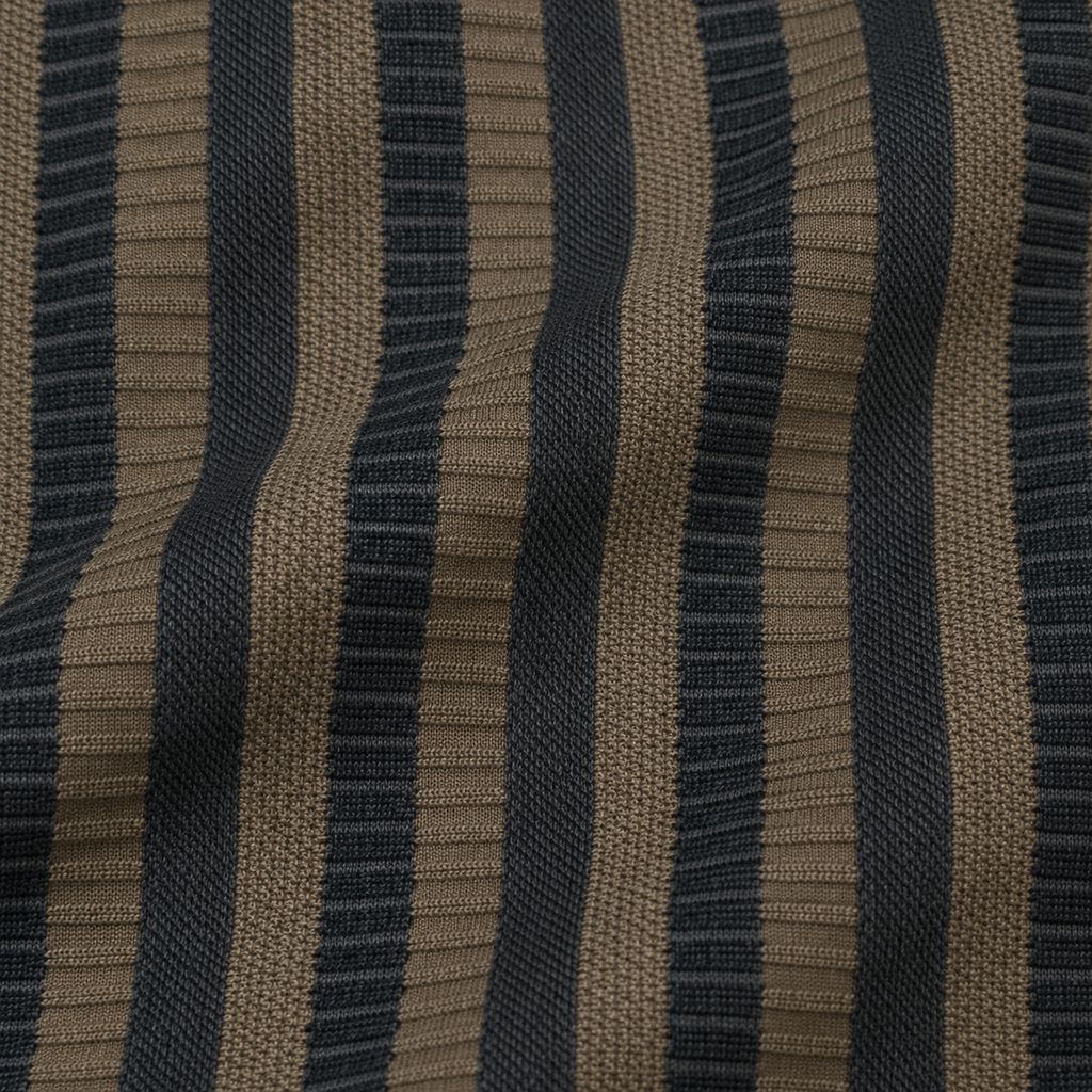 Dark Brown & Black Textured Striped Crewneck Sweatshirt – Unisex