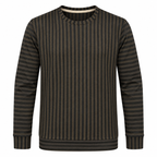 Dark Brown & Black Textured Striped Crewneck Sweatshirt – Unisex