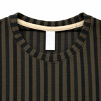Dark Brown & Black Textured Striped Crewneck Sweatshirt – Unisex