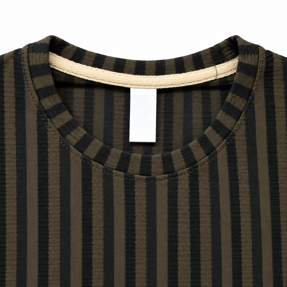 Dark Brown & Black Textured Striped Crewneck Sweatshirt – Unisex