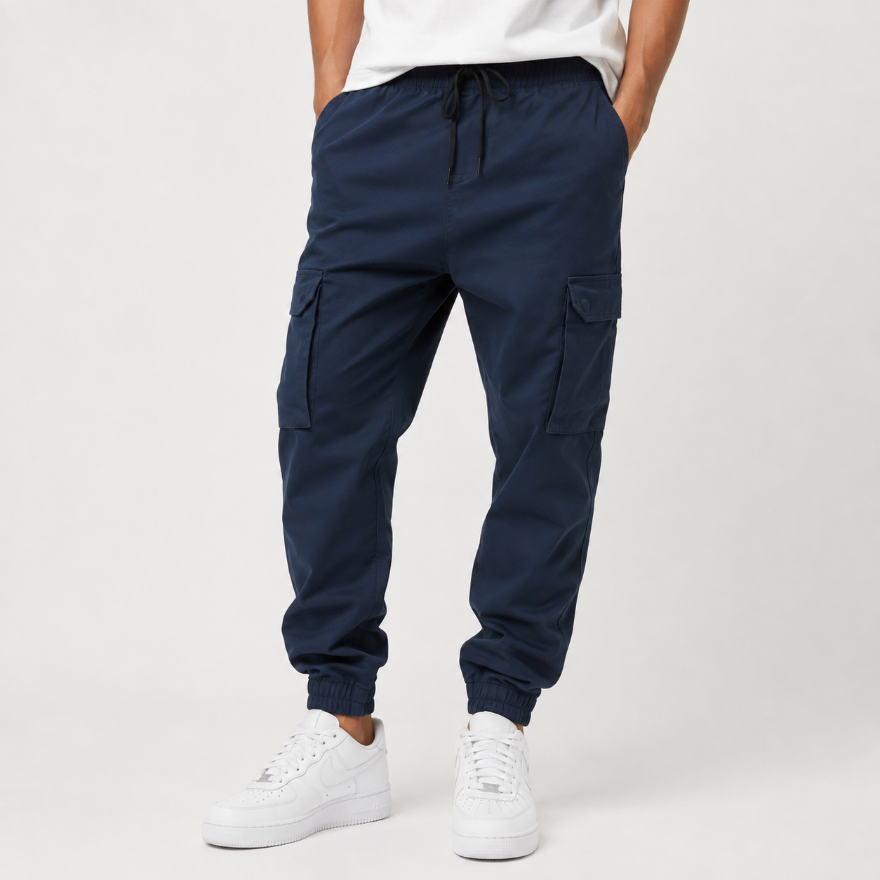Dark Navy Rib Six pocket jogger | Relaxed Fit Casual Pants