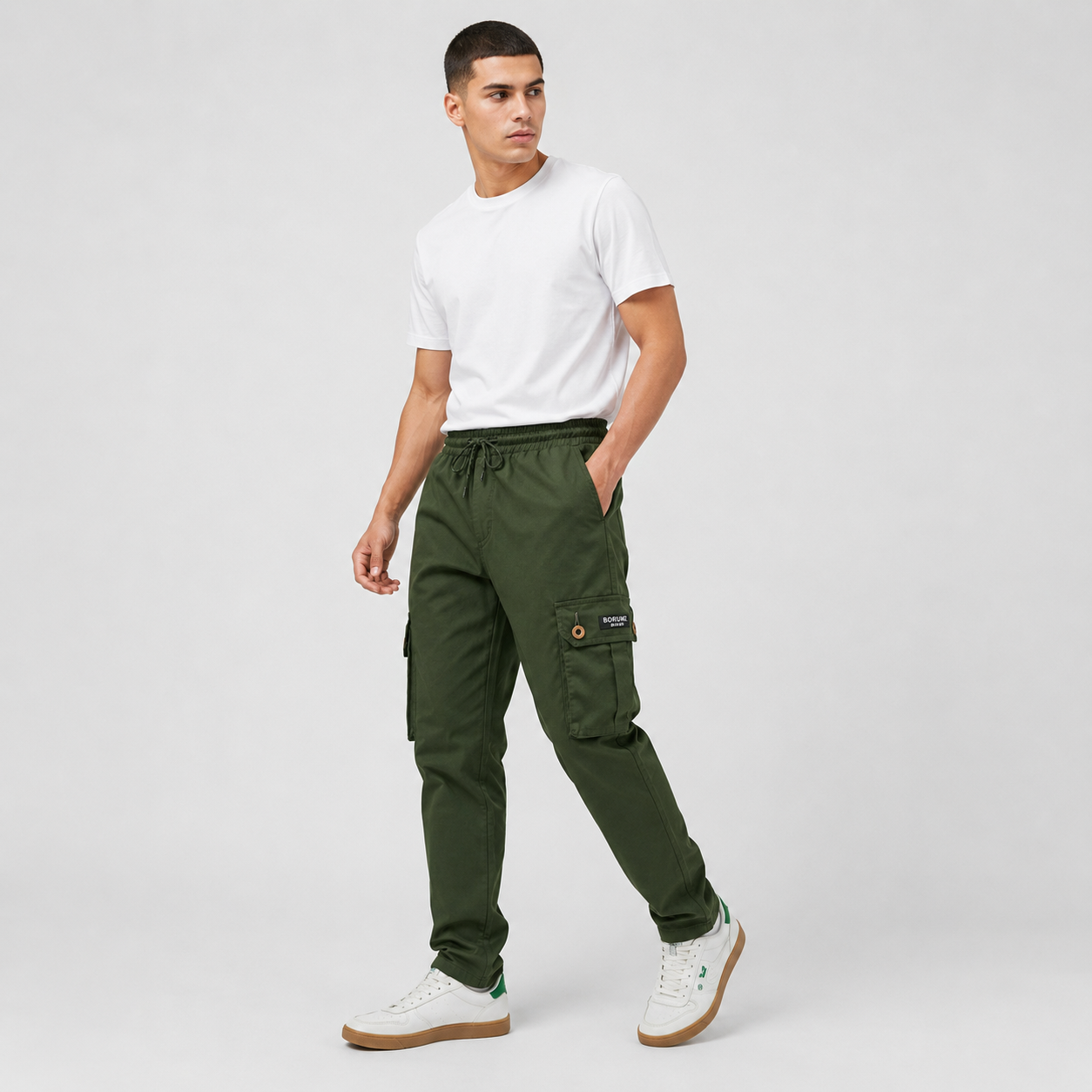 Dark Olive Cargo Pants - Cotton Trousers