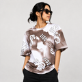 Dollar Print Oversized T-Shirt – Brown & White