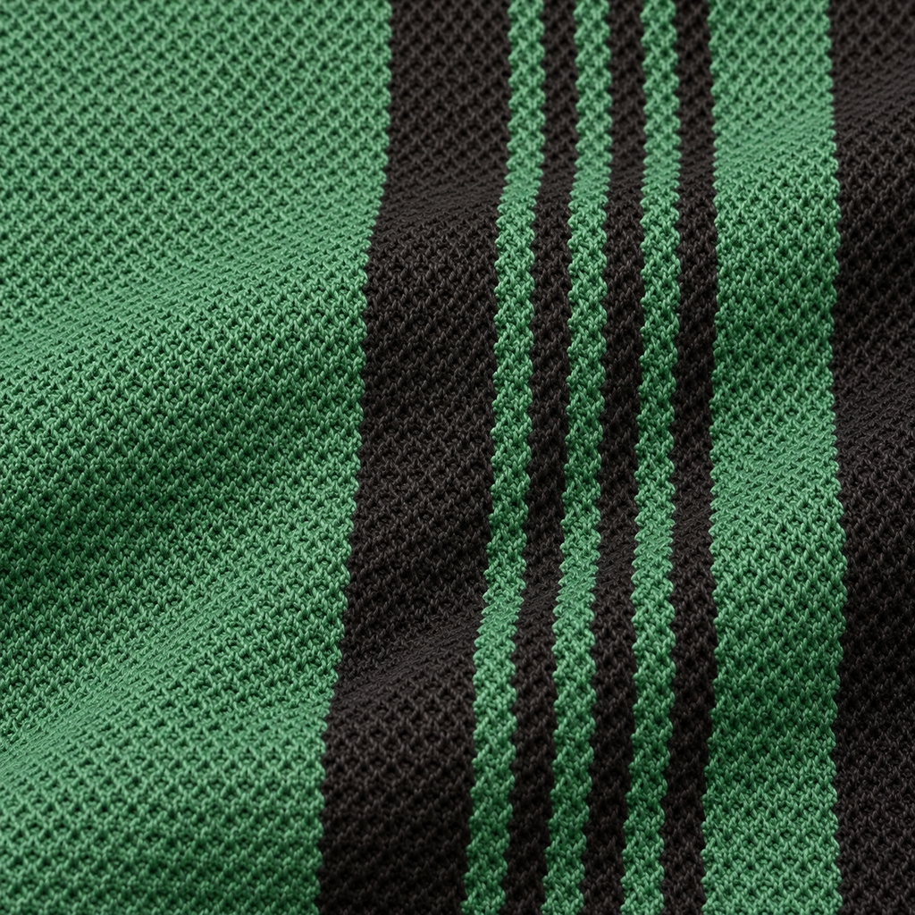 Forest Green & Black Vertical Striped Polo Shirt – Unisex Long Sleeve