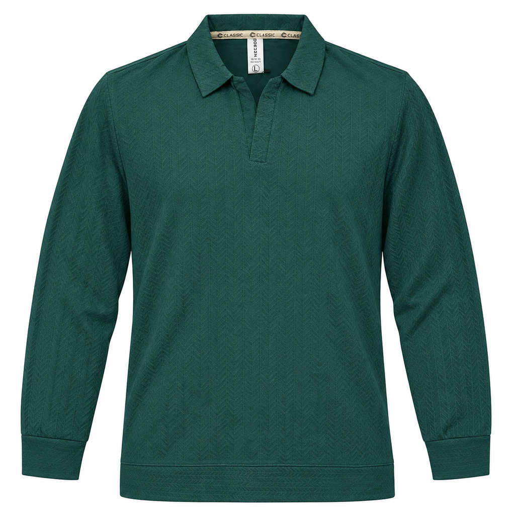 Forest Teal Textured Dry-Fit Polo Shirt – Unisex Long Sleeve