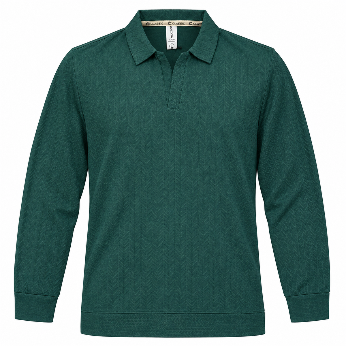 Forest Teal Textured Dry-Fit Polo Shirt – Unisex Long Sleeve