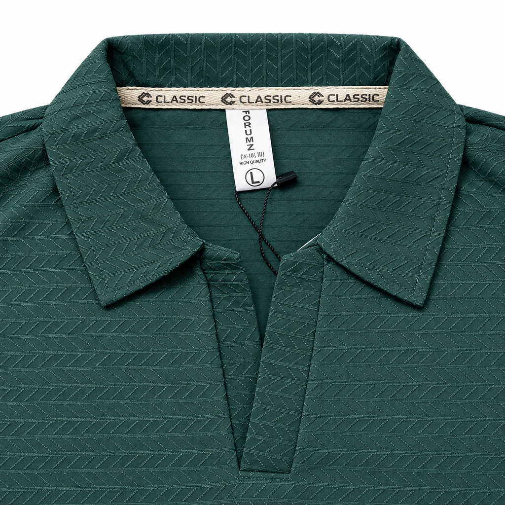 Forest Teal Textured Dry-Fit Polo Shirt – Unisex Long Sleeve