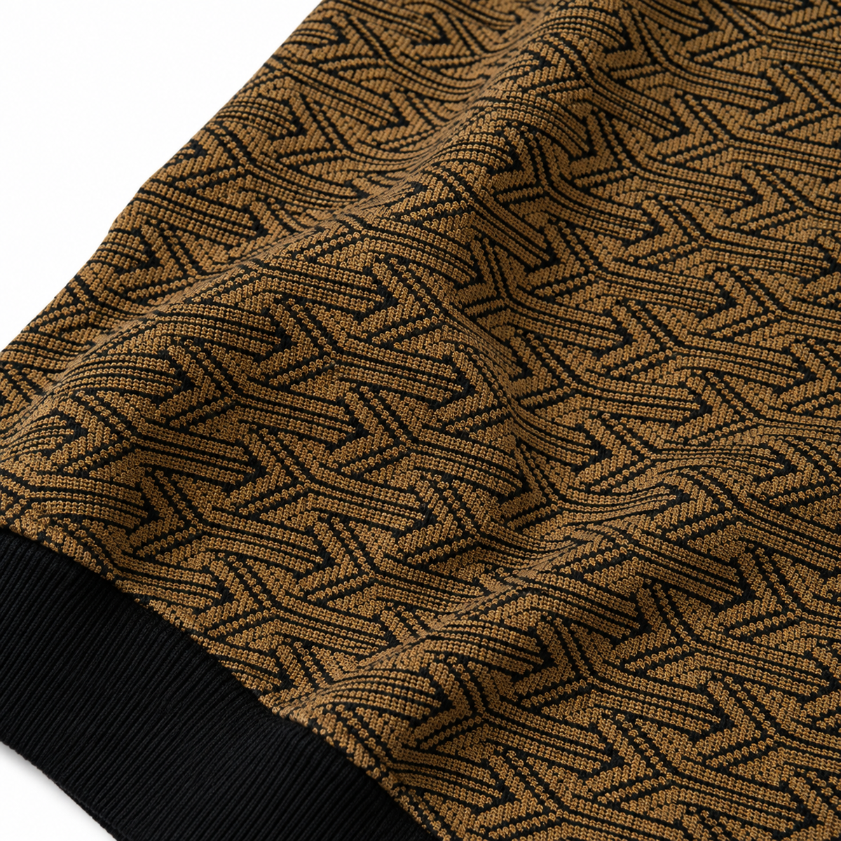 Graphite Brown Geo-Jacquard Full-Sleeve Tee | Relaxed Fit