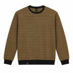 Graphite Brown Geo-Jacquard Full-Sleeve Tee | Relaxed Fit