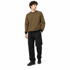 Graphite Brown Geo-Jacquard Full-Sleeve Tee | Relaxed Fit
