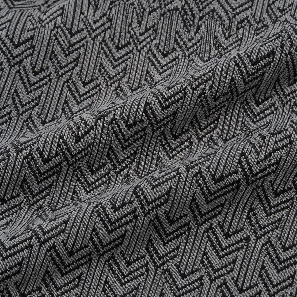 Graphite Grey Geo-Jacquard Full-Sleeve Tee | Relaxed Fit