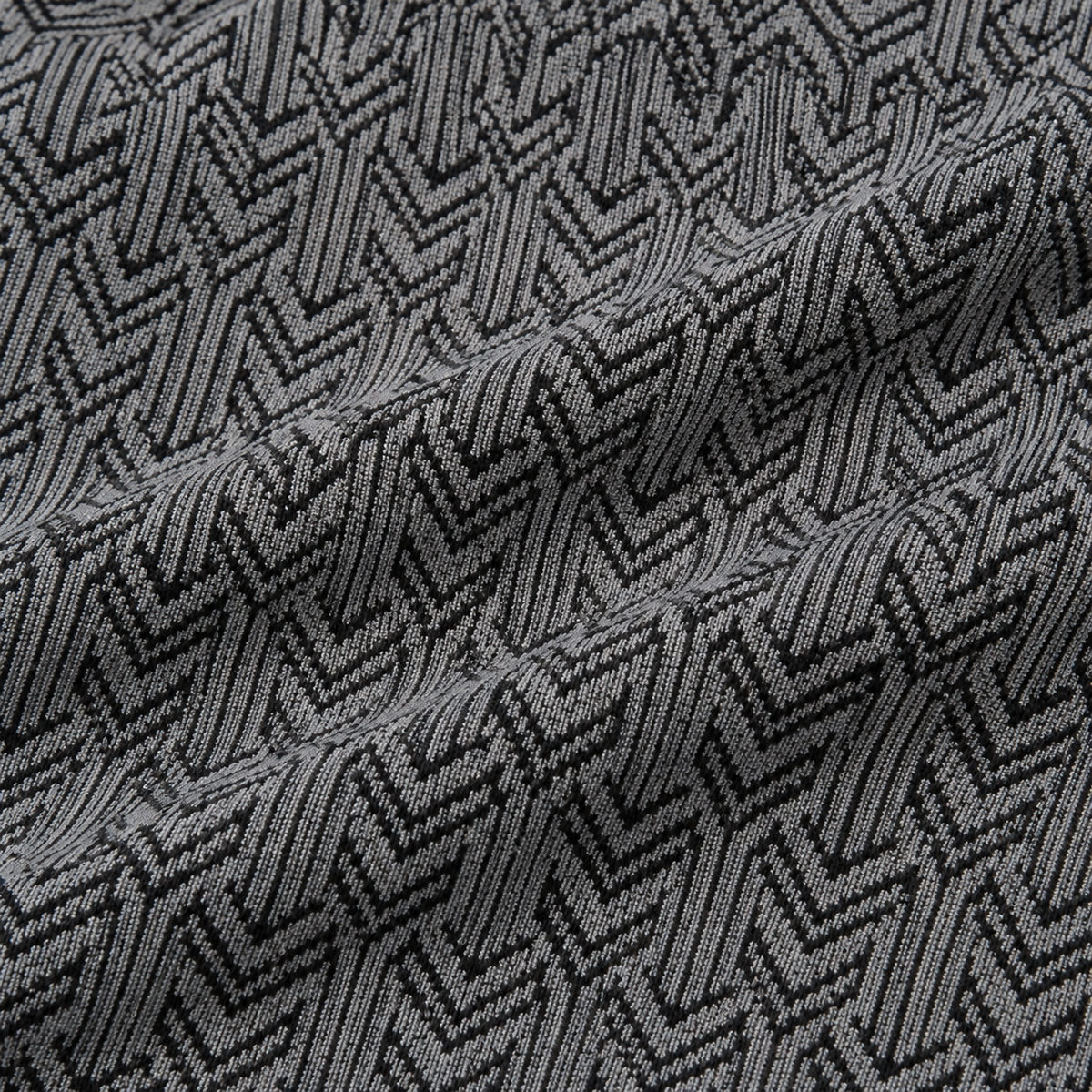Graphite Grey Geo-Jacquard Full-Sleeve Tee | Relaxed Fit