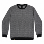 Graphite Grey Geo-Jacquard Full-Sleeve Tee | Relaxed Fit