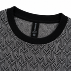 Graphite Grey Geo-Jacquard Full-Sleeve Tee | Relaxed Fit
