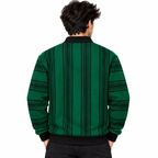 Green & Black Striped Half-Zip Polo Sweatshirt – Unisex