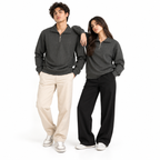 Grey Jacquard Open-Collar Full-Sleeve Polo Tee | Relaxed Fit