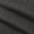 Grey Jacquard Open-Collar Full-Sleeve Polo Tee | Relaxed Fit
