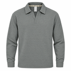 Grey Textured Dry-Fit Polo Shirt – Unisex Long Sleeve