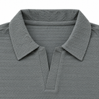 Grey Textured Dry-Fit Polo Shirt – Unisex Long Sleeve