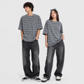 Grey & Black Striped Oversized T-Shirt