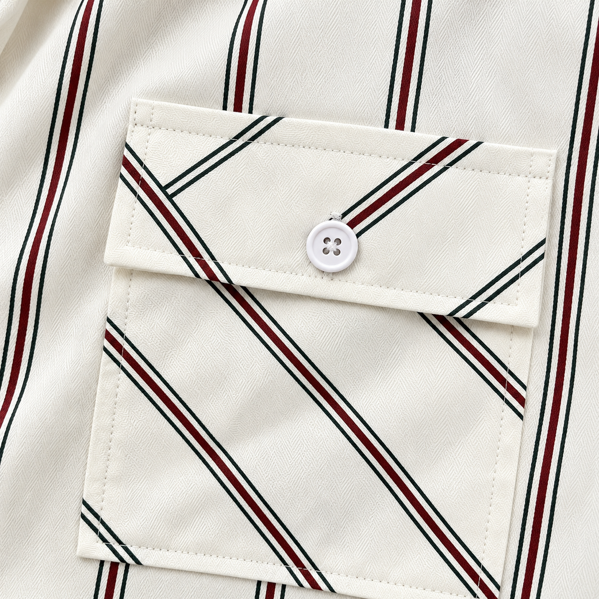 Ivory Vertical Striped Double Pocket Shirt – Unisex