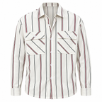 Ivory Vertical Striped Double Pocket Shirt – Unisex