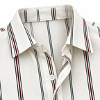Ivory Vertical Striped Double Pocket Shirt – Unisex