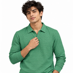 Jade Textured Knit Polo Full Sleeve Sweatshirt – Unisex