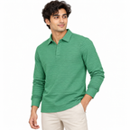 Jade Textured Knit Polo Full Sleeve Sweatshirt – Unisex