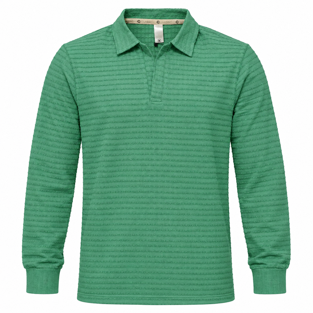 Jade Textured Knit Polo Full Sleeve Sweatshirt – Unisex