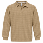 Khakhi Checkerboard Textured Crewneck Sweatshirt – Unisex
