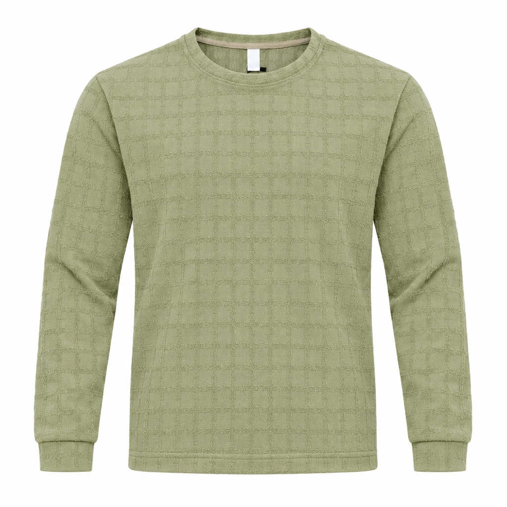 Light Sage Green Checkerboard Textured Crewneck Sweatshirt – Unisex