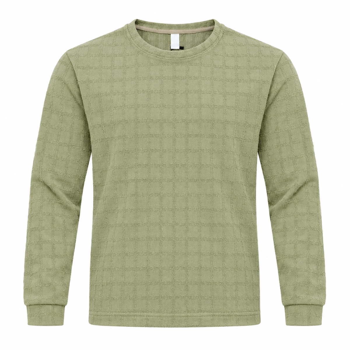 Light Sage Green Checkerboard Textured Crewneck Sweatshirt – Unisex