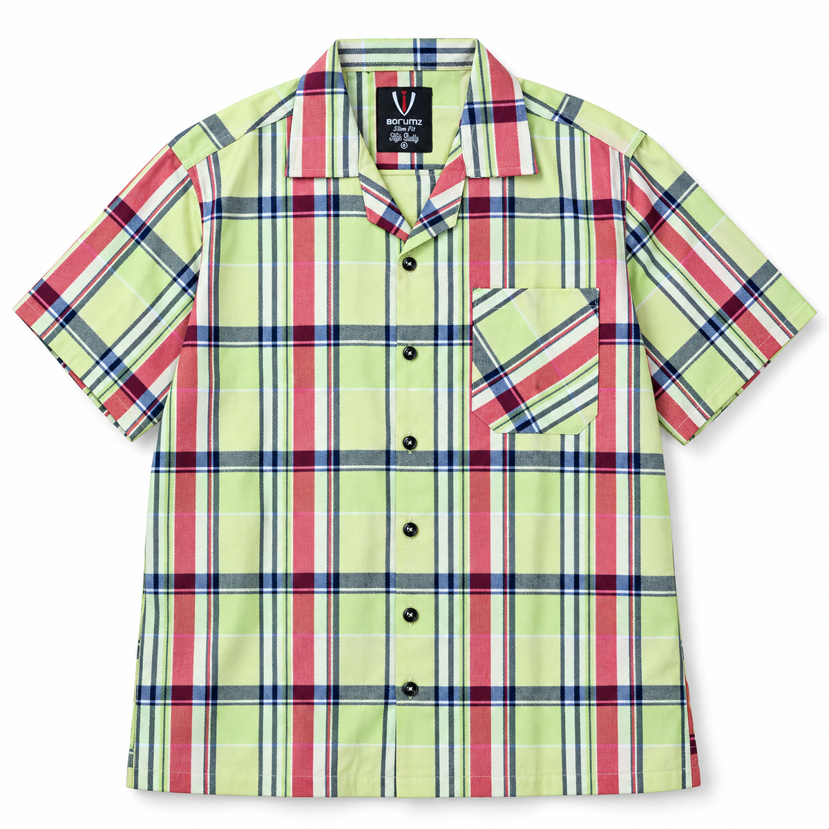 Lime Green Plaid Semi-Formal Shirt | Regular Fit | Unisex