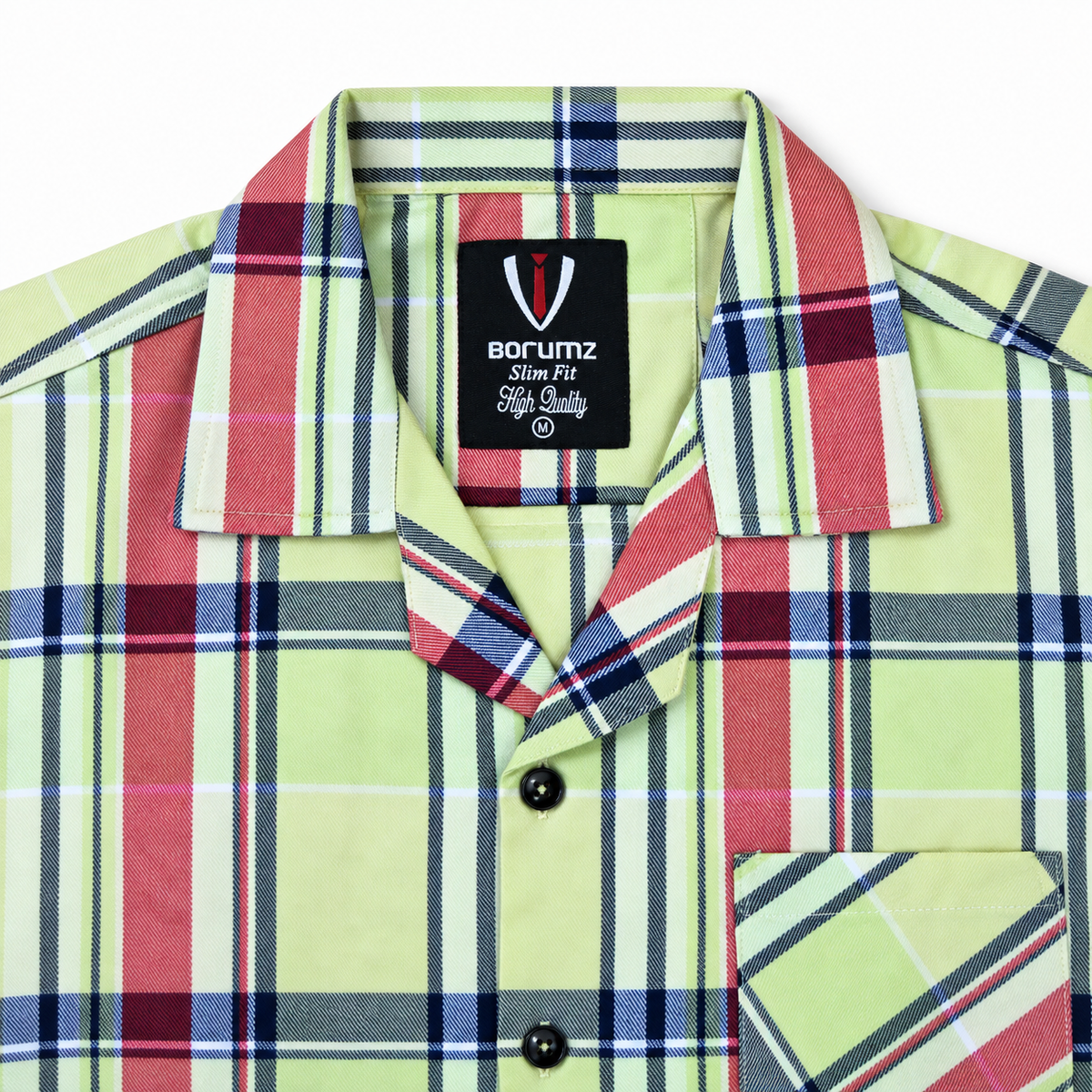 Lime Green Plaid Semi-Formal Shirt | Regular Fit | Unisex