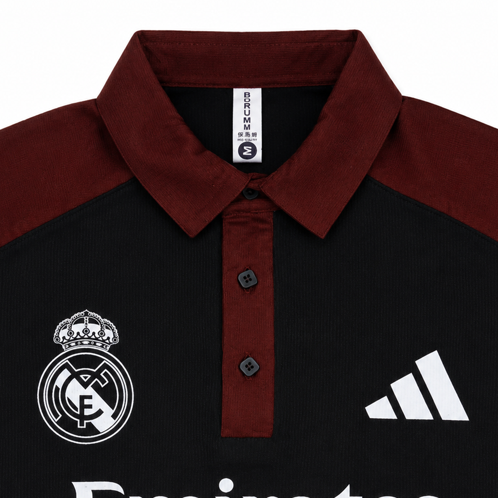 Madrid Legacy Contrast Polo Tee -  Black