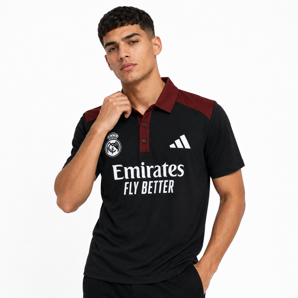 Madrid Legacy Contrast Polo Tee -  Black