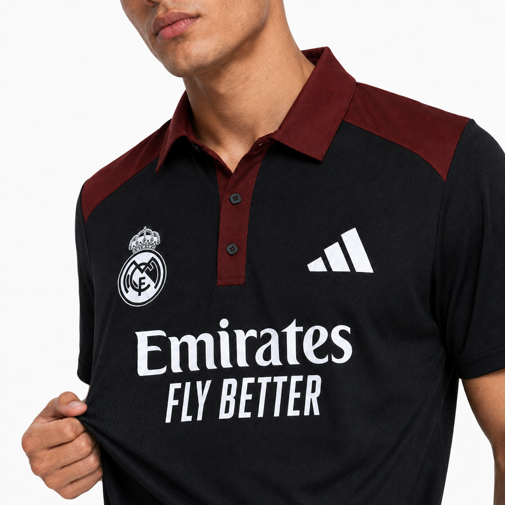 Madrid Legacy Contrast Polo Tee -  Black