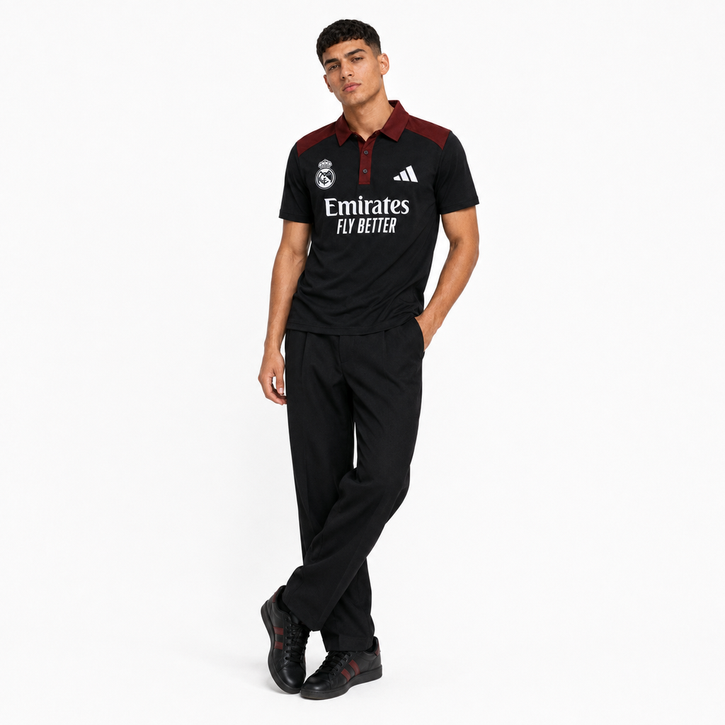 Madrid Legacy Contrast Polo Tee -  Black