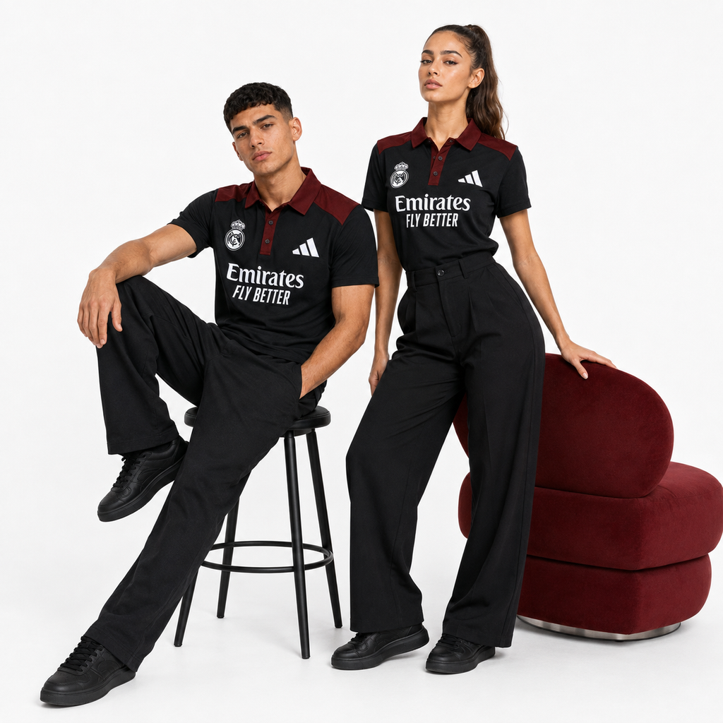 Madrid Legacy Contrast Polo Tee -  Black