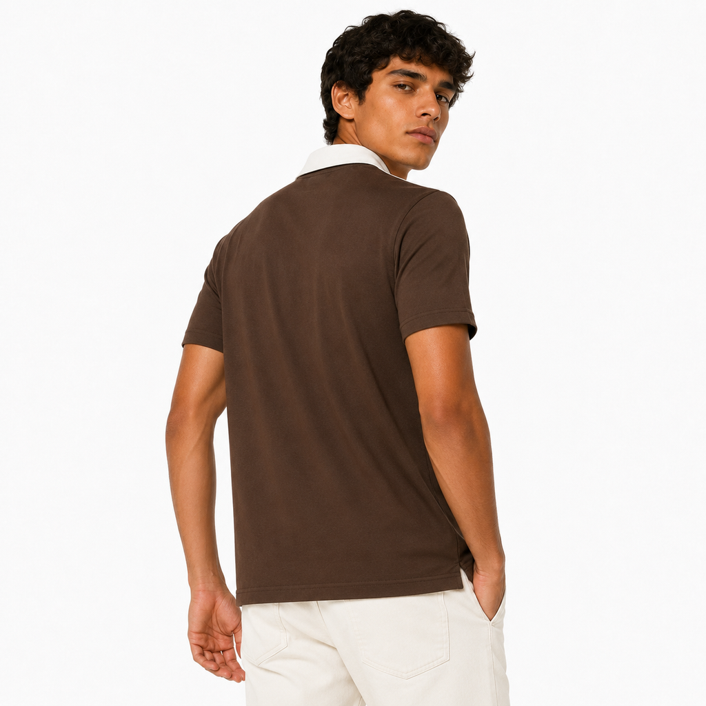 Madrid Legacy Contrast Polo Tee -  Brown