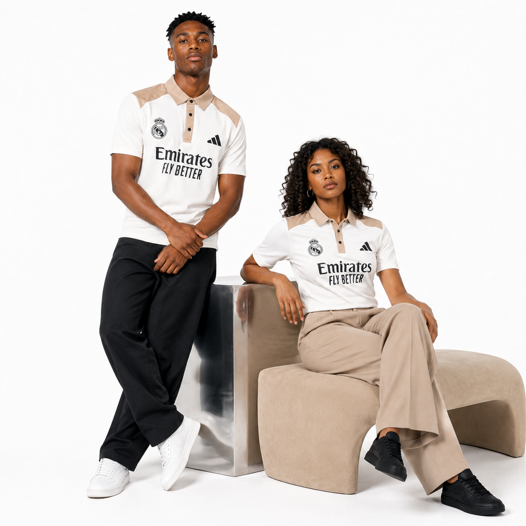 Madrid Legacy Contrast Polo Tee -  Cream