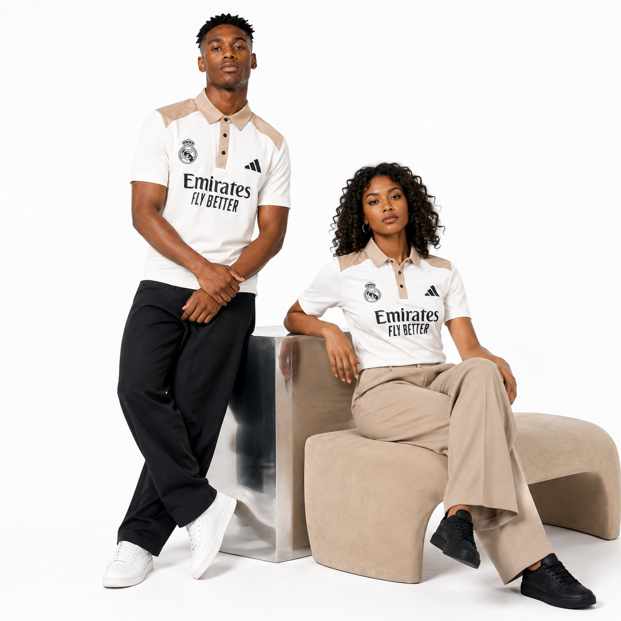 Madrid Legacy Contrast Polo Tee -  Cream