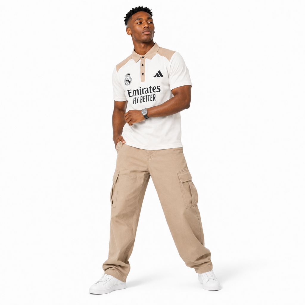 Madrid Legacy Contrast Polo Tee -  Cream